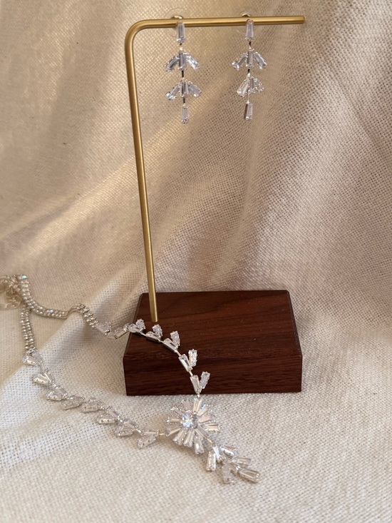 Jewelry - Crystal Drop Earrings and Necklace Set CZ - Prom Jewelry